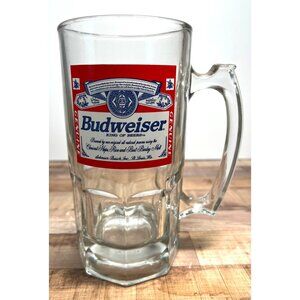Budweiser Glass Beer Mug 1997 Anheuser-Busch Official Product Heavy-Duty Hugh
